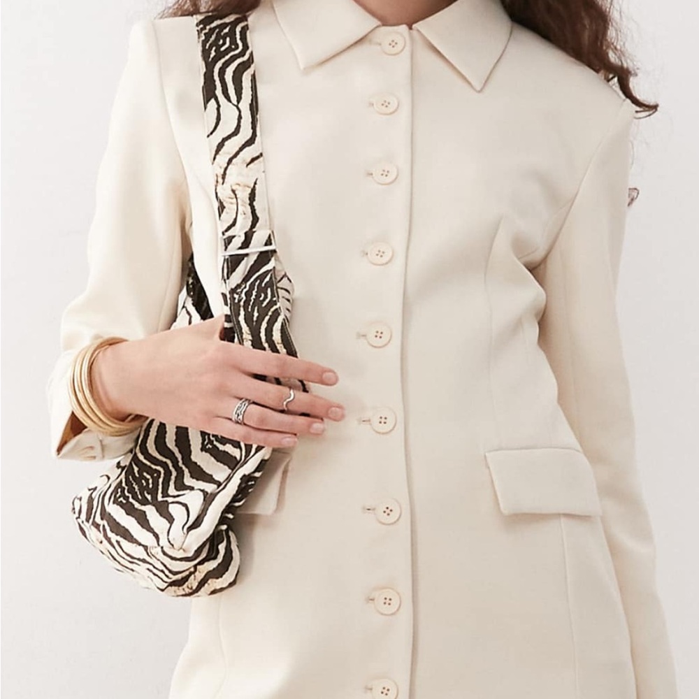 Lioness Cream Button-Up mini blazer dress
